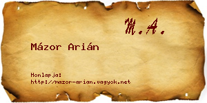 Mázor Arián névjegykártya